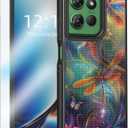 for Motorola Moto G 5G 2025 Phone Case with Screen Protector, Dragonfly Case for Moto G 5G 2025 Hard PC Polka Dot Rear Design Anti-Slip, Military-Grade Drop Protection Phone Cover