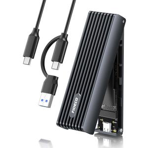 FIDECO M.2 NVMe Enclosure, USB 3.2 Gen 2, 10Gbps NVMe SSD Enclosure, PCIe Adapter for M & M+B Key, Support UASP and Trim, Full Aluminum Alloy Body, Sandwich Style Design, Tool-Free Installation