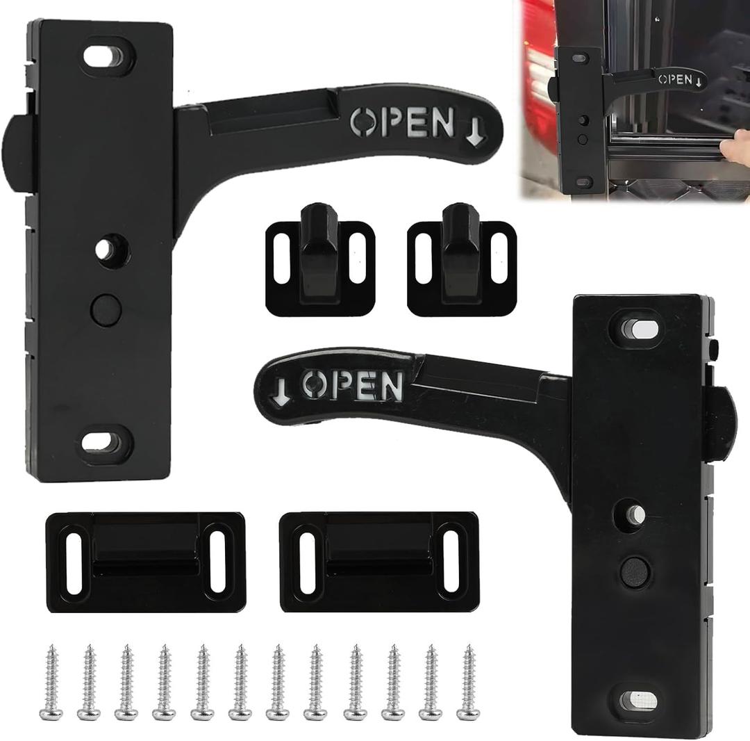 2PCS RV Screen Door Latch Handle, Aluminum RV Screen Door Handle Replacement Kit( Left and Right ), Ideal for Camper, Motor Home, Full RV Enthusiasts, A Weekend Camper (Right and Left-Black-2PCS)