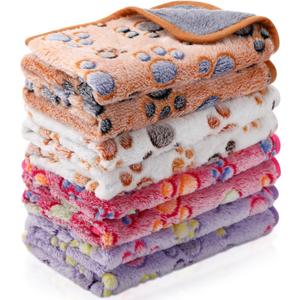 Reginary 4 Pcs Waterproof Guinea Pig Blankets Washable Small Animal Fleece Bedding Guinea Pig Cage Liners Reusable Training Pads Pet Pee Pad Sleep Mat for Hamster(Paw Print,24 x 47 Inch)
