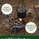 CAMPINGMOON Large Portable Campfire Fire Pit BBQ Grill Stainless Steel Foldable Collapsible Wood Burning Charcoal Grill for Heavy Duty Outdoor Cooking RV Camping, 20x13-inch, Carry Bag included MT-3