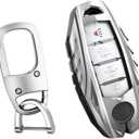 for Nissan Key Fob Cover,Keychain,Zinc Alloy Protection Car Key Shell Case Compatible with Nissan Infiniti Holder Smart Remote Keyless Keyshell Accessories(Style A Silver)