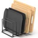 Cutting Board Organizer, Kitchen Cabinet Organizer, Divided Rack with 5 Slots for Baking Trays, Cutting Boards - Cookie sheet Organizer Inside Cabinet, Baking Sheets Holder (medium)