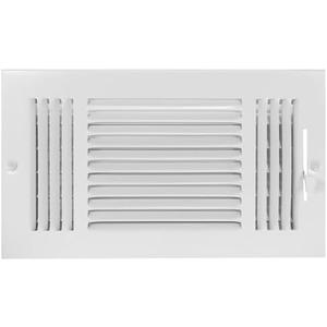 EZ-FLO 12 x 6 Inch (Duct Opening) Air Vent Cover for Wall or Ceiling, Three-Way Ventilation Register, Solid Steel HVAC Register Cover, White, 61615 Pack of 2