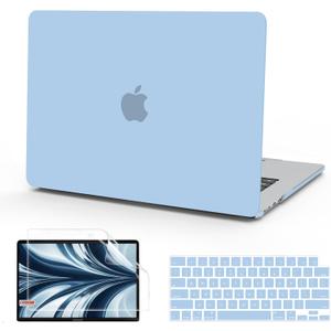 B BELK Compatible with MacBook Air 13.6 inch Case M5 2026 2025 2024 2023 2022 M4 M3 M2 A3449 A3240 A3113 A2681 Liquid Retina Display, Plastic Hard Shell Case+Keyboard Cover+Screen Protector, Airy Blue