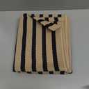 KIMODE Striped Outdoor Rug 27.5x43 Inches, Machine Washable Outdoor Front Porch Rug, Black and Khaki Front Door Mats, Hand Woven Welcome Layered Doormat Entryway Rug for Entrance, Doorway