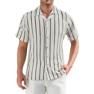 Alex Vando Mens Summer Shirts See Through Sheer Lace Casual Short Sleeve Button Down Beach Shirt (L)