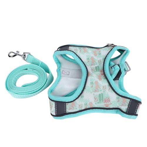 Occupiedpet Breathable Mesh Dog Harness and Leash Set, Reflective Adjustable Vest for Walking Small Medium Pets, 59 Inch Polyester Lead Included (S)