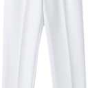 Boys Dress Pants Flat Front School Uniforms Pants Adjustable Waist Trousers (4, White)