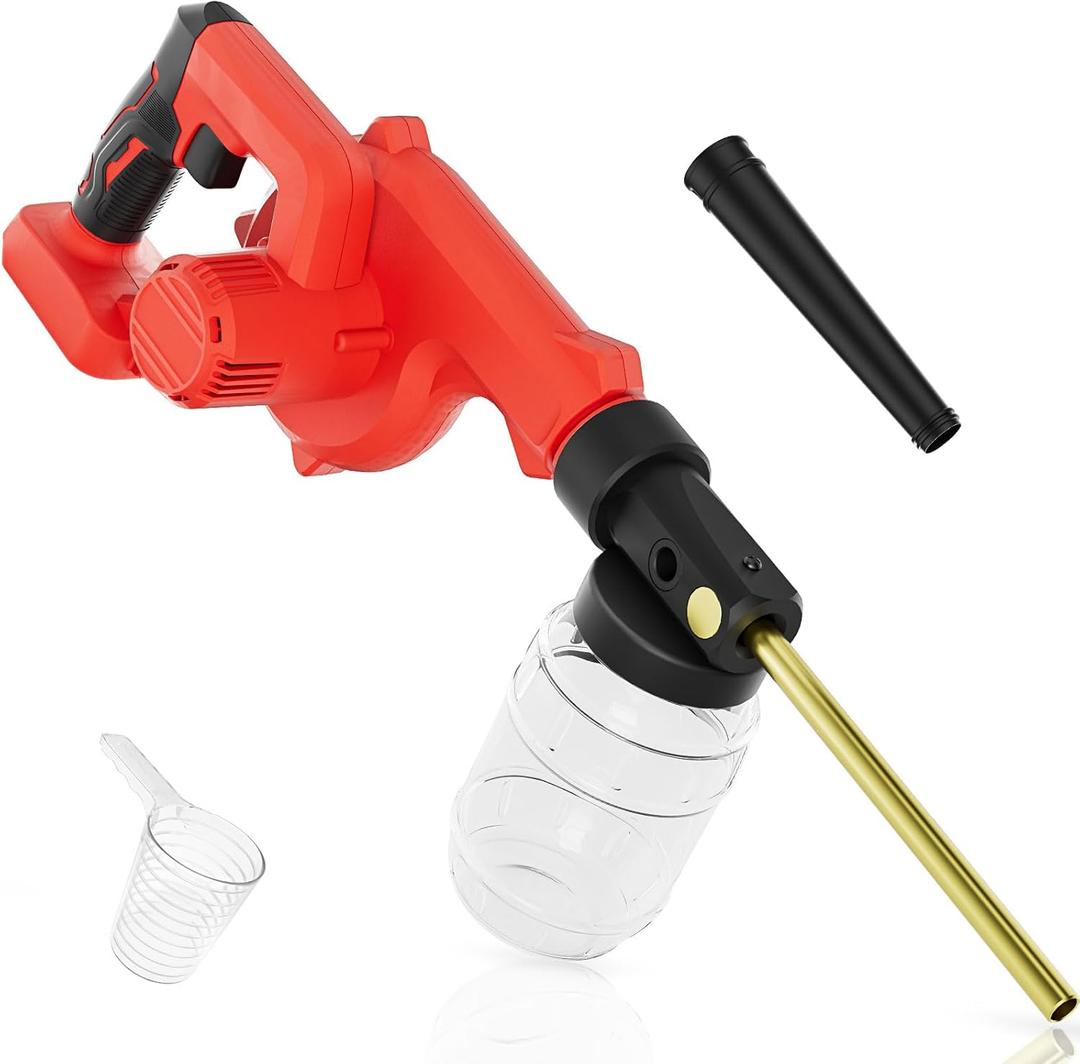 Rozlchar Electric Diatomaceous Earth Duster Compatible for Milwaukee 18V Battery(No Battery), Garden Dust Applicator with 1L Capacity w/7.5" Nozzle, Versatile Leaf Blower & Powder Sprayer (Red)