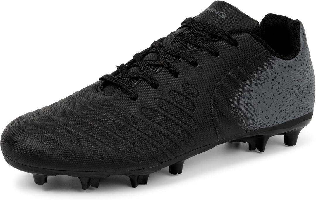 Women's Soccer Cleats Firm Ground, Lightweight Unisex Soccer Shoes for Adults Fits Men & Women (Black/Grey)