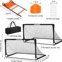 Kids Soccer Goals for Backyard, 2 of 6 x 4 ft Kids Soccer Goal Set Soccer Net with 10 Soccer Cones, Agility Ladder & Carry Bag, Portable Soccer Training Equipment.
