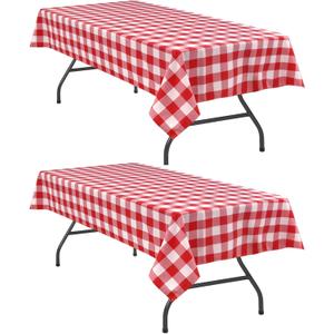 Hiasan Red and White Buffalo Checkered Tablecloth Waterproof, 2 Pack, 60 x 120 inch - Plaid Table Cloth Rectangle for Kitchen/Outdoor Picnic/Dining/Spring Party