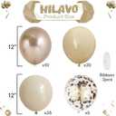 Beige and Champagne Gold Balloon Set, 60Pcs 12 Inch Nude Cream Retro White Sand Balloons with Metallic Champagne Gold Confetti Latex Balloons for Birthday Wedding Baby Bridal Shower Party Decorations
