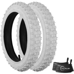 CALPALMY Kids Bike Replacement Tires and Inner Tubes (2 Sets) - Compatible with RoyalBaby, Joystar, Dynacraft and More - Made from Premium Butyl Rubber (White), Size: 16" x 2.125