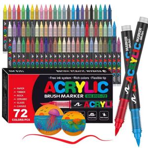 Acrylic pens 72 felt-tip pens with fine tip flexible and precise
