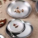 Steel Plates 2 Set 8 Inch Metal Round Dinner Plate Dishes for Serving/Snack/Camping, Dishwasher Safe Metal Dinner Plate