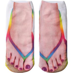 3D Manicure Print Socks Funny Flip Flop Socks 3D Pattern Socks Sandal Socks Low Cut Ankle Silly Socks- A Gag Gift (5-9, 1-gold-20cm)