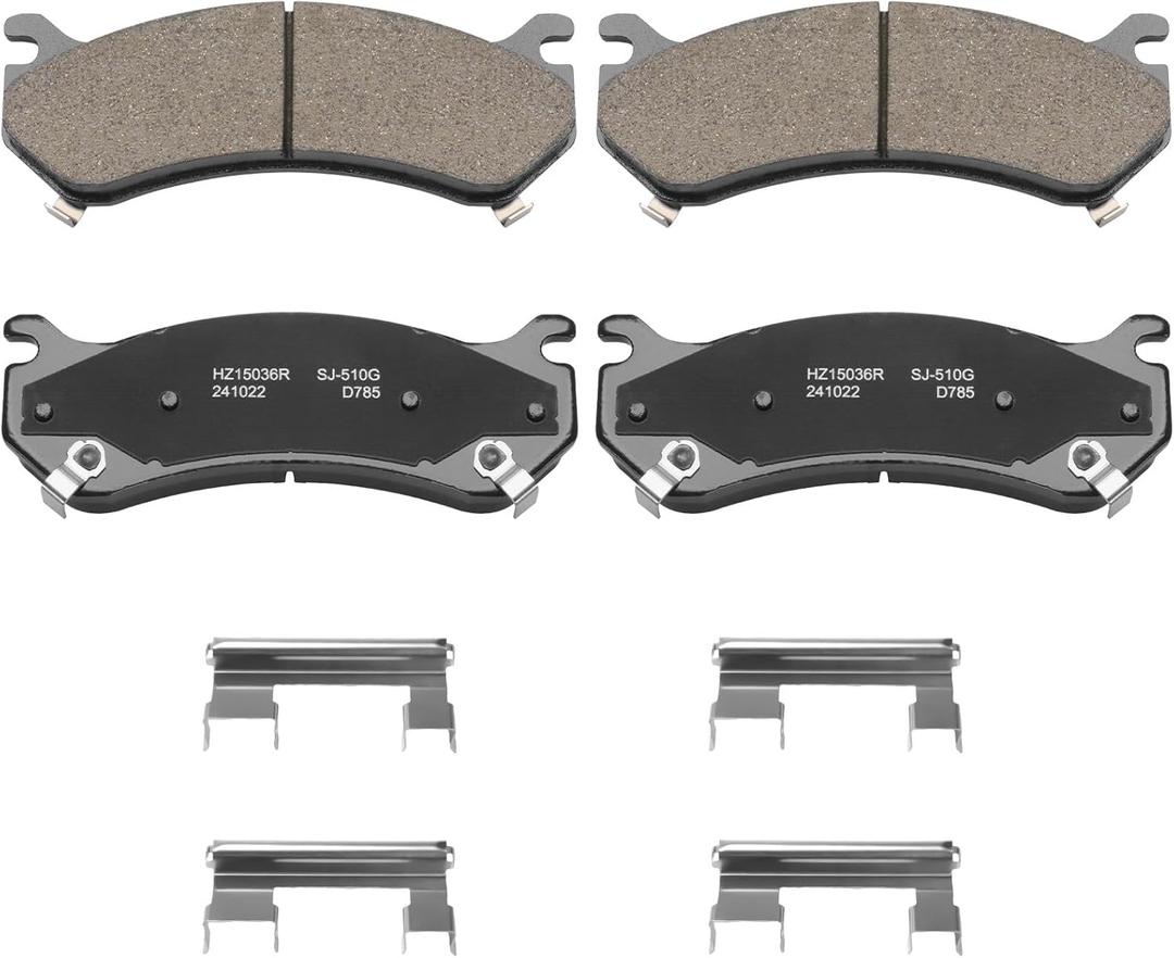 Premium Ceramic Disc Brake Pad Set - Compatible with Select Cadillac Escalade; Chevrolet Avalanche, Express, Silverado, Suburban, Tahoe; GMC Savana, Sierra, Yukon XL + More