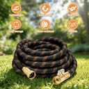 Flexible Garden Hose 75 FT, Ultra Lightweight Water Hoses w/10 Function Sprayer and 3/4" Brass Fittings, Kink-Free, Sturdy, Abrasion Resistant for Yard, Lawn, Outdoor and Gardening(Black Orange)