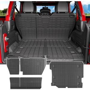 powoq Cargo Mat Compatible with 2018-2025 Jeep Wrangler JL Unlimited 4 Door Backrest Mat Trunk Mat TPE Replacement for 18-25 Jeep Wrangler JL 4X4 Accessories (Fit 18-25 JL 4X4,Trunk Mat+Backrest Mat)
