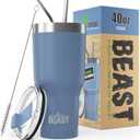 Beast 40 oz tumbler - Vacuum Insulated Tumbler with Straw - Leak Proof Stainless Steel Travel Mug - Double Wall Iced Coffee Cup - Reusable Water Bottle - Gifts for Mom, Women and Men (Stormy Sky Blue)