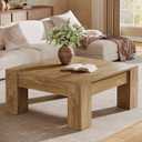 Tribesigns Farmhouse Square Coffee Table, 39-Inch Wooden Coffee Table with Sturdy Legs, Rustic Accent Center Table for Living Room, Easy Assembly, Light Brown