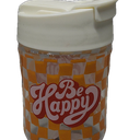Plastic Sipper & Straw "Be Happy" Edition