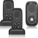 Wireless Intercom Doorbell,Doorbell Voice Intercom 984ft Range,Duplex Intercoms Wireless for Home with Rechargeable Battery,4 Volume Control,Two Way Waterproof Doorbell Intercom,2 Indoor &1 Outdoor (Black)