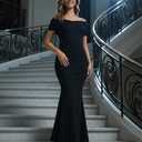 Womens Long Formal Dress Elegant Off Shoulder Slim Fit Gown for Prom, Wedding Bridesmaid Evening Parties (L)