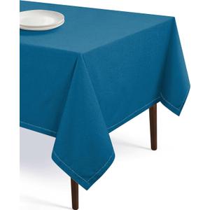 Table Cloth Rectangle 60x84, Kitchen Dining Indoor Outdoor Buffet Table Cover 100% Cotton Tabletop Table Cloth Decoration Parties BBQ Machine Washable, Turquoise Blue