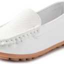Boys Girls Loafers Dress Flats Slip-On Oxford Casual Moccasins School Walking Boat Shoes(Toddler/Little Kid/Big Kid) (White)