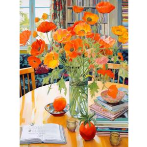 Cross & Glory - Poppies Panorama: Orange Elegance - Jigsaw Puzzles 1000 Pieces for Adults | Floral Puzzle | Vibrant Art | Satin Finish Flower Puzzles for Adults 1000 Pieces | 20 x 27 Inches