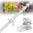 Flag Pole for Outside House - 5ft Heavy Duty Stainless Steel Flagpole Kit with Metal Holder Bracket, Tangle Free Weatherproof for Outdoor Porch Garage Fence -White