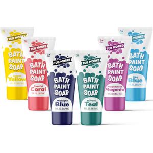 Tub Works Bath Paint Soap Bath Toy, Fun Colors 6 Pack | Non-Toxic | Washable Bathtub Paint for Finger Painting on Tub Walls | Ideal Toddler Bath Toys for Creative Play | Easy to Clean, Fun Paint Soap