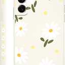 for Samsung Galaxy S22 Plus Case, Fashionable Flowers Designs Soft Silicone Drop Protective Fingerprint for Samsung S22 Plus Phone Cover, Daisy Rice White