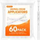 60 PACK Disposable Vaginal Suppository Applicator for Women, Fits Most Lubricants Creams Gels Pills Tablet Suppositories, Threaded End, Soft & Small Tip, with Dosage Markings, Individually Wrapped