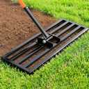 COZEER 30" x 10" Lawn Leveling Rake, Heavy Duty Stainless Steel Leveler Tool with 78" Adjustable Handle, Garden Yard Lawn Care for Garden, Golf Course, Farm and Pasture