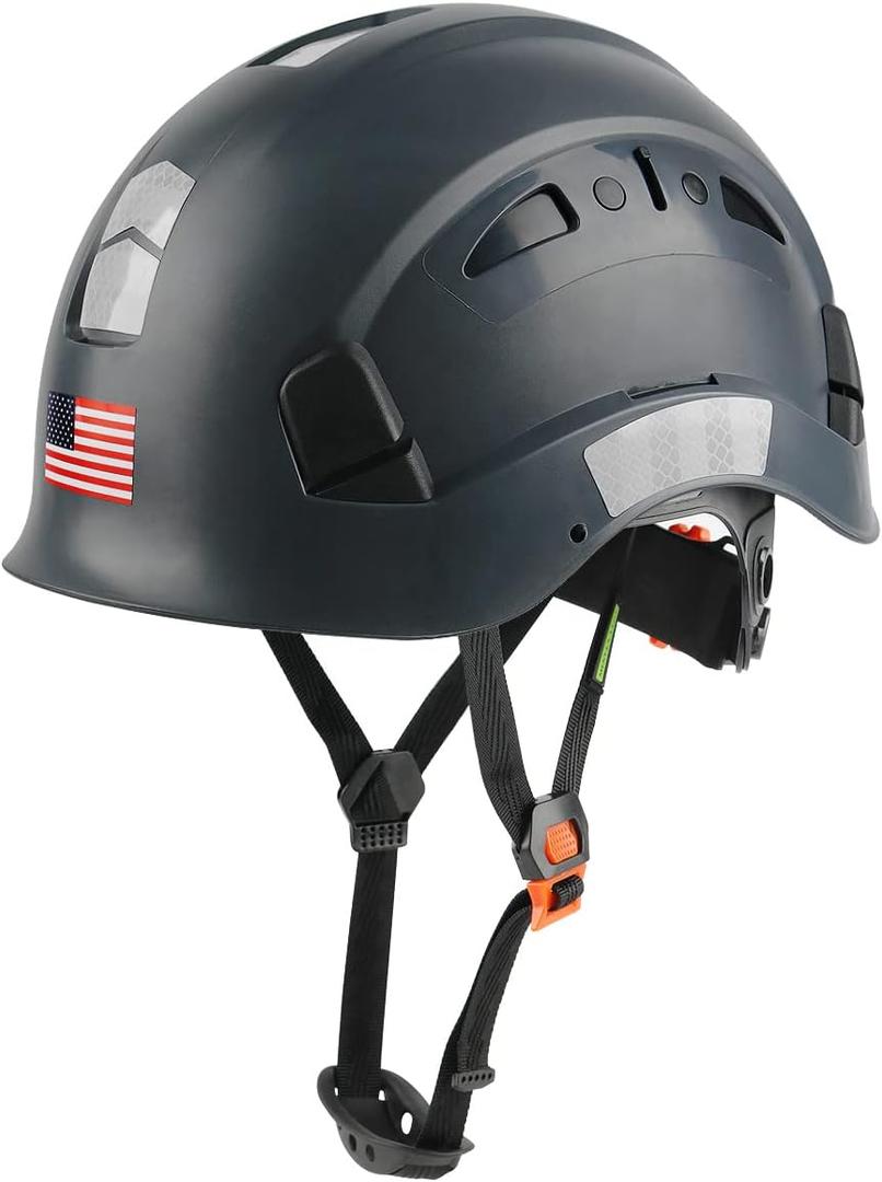 GREEN DEVIL Safety Helmet Hard Hat Adjustable Lightweight Vented ABS Work Helmet 6-Point Suspension ANSI Z89.1 Approved Ideal for Industrial & Construction (Grey)