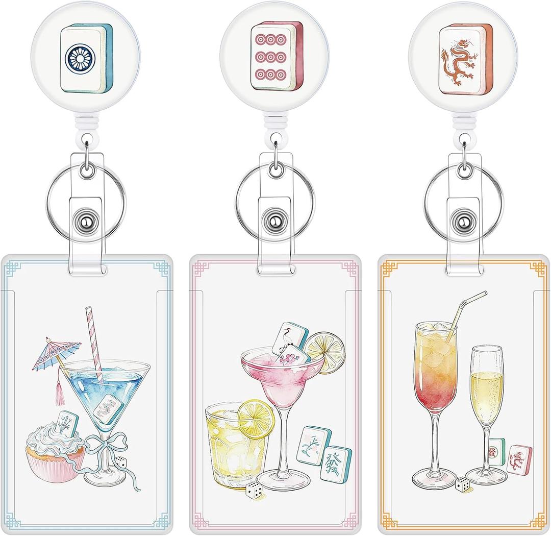 3 Set Badge Holder Retractable Reel ID Badge Holders with Clip Cute Name Badge Holders for Teacher Nurse Doctor Student Office Workers