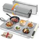 FYY Warming Mat for Food with Heat Resistant Pad, Prevent Countertop Cracks, Keep Meal Warm, Rapid and Full Surface Heating, 6 Temp Settings, 6H Timer, Upgraded Rollable Portable Food Warmer Mat, Grey 