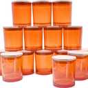 10 OZ Thick Candle Jars for Making Candles 15 Pcs, Empty Jars with Wood Lids for Candle Making, Sample Container, Clear Orange