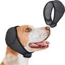 Dog Ears Cover, Noise Protection Cover Waterproof Snoods Adjustable Dog Ear Muffs Dogs Quiet Calming Hood Ear Head Wrap for Noise, Bath, Grooming, Anxiety Relief (Gray, Large)