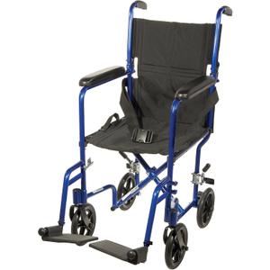 Drive Medical Deluxe Lightweight Aluminum Transport Wheelchair, Blue, 17"