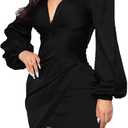 TDiooCor Womens Sexy Ruffle Elegant Bridesmaid Formal Evening Dress Elegant Curvy Wedding Guest Midi Dress (Black, XL)