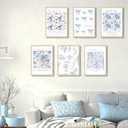 6Pcs Christian Floral Poster Wall Art Inspirational Bible Verses Flower Market Psalm Quotes Painting Picture Wall Decor Blue Bow Aesthetic Canvas Print Artwork for Bedroom Church Home Decoration