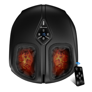 Shiatsu Foot Massager with Heat,Vibration,Air Compression and Deep Kneading for Plantar Fasciitis, Neuropathy,Improve Foot Wellness,Christmas Gifts for Women & Men（Black）