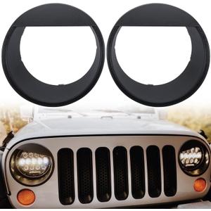 Opall Black Bezels Front Light Headlight Angry Bird Style Trim Cover for Jeep Wrangler JK JKU Rubicon Sahara 2007-2018, not for JL Black Opall Black Bezels Front Light Headlight Angry Bird Style Trim Cover for Jeep Wrangler JK JKU Rubicon Sahara 2007-2018, not for JL Black
