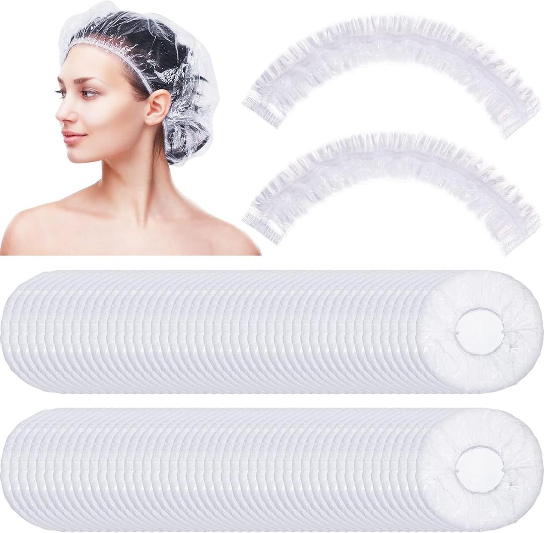 Retisee 2000 Pcs Disposable Shower Caps Bulk 18.2 Plastic Clear Hair Caps Elastic Large Thick Waterproof Bath Covers for Women Hair Care Cleaning Supplies Spa Hotel Salon Home Travel Accessories