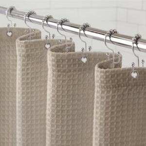 Awellife Waffle Hotel Textured Beige Shower Curtains for Bathroom 230 GSM Heavy Duty Fabric Liner, 72" W X 78" L Inch